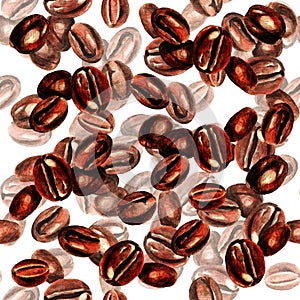 Coffee beans, wallpaper, watercolor 3