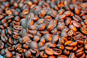 Coffee beans in a warm light