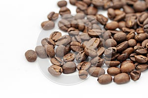 Coffee beans on white background