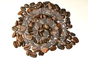 Coffee beans on a white background.