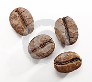 Coffee beans on a white background with clipping path
