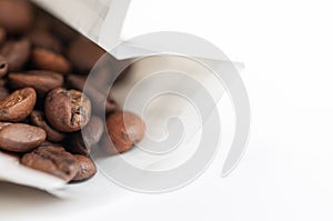 Coffee beans  on white background.Copy space