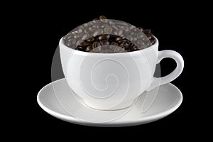Coffee Beans in White Cup on Saucer