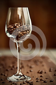 Coffee beans in wine glass