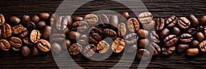 Coffee beans on wooden background