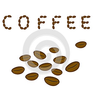 Coffee beans and the word Coffee