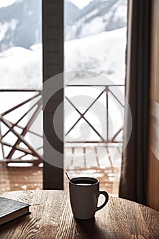 Coffee with beautiful Mountain View