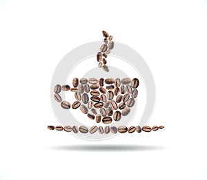 Coffee beens in form cup of coffee