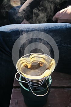 Caffè essendo cuochi esterno vapore 