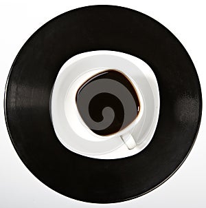 Coffee being on a vinyl record