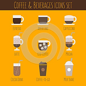 Coffee and Beverages icons set