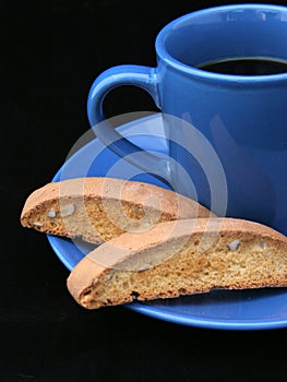 Coffee & Biscotti Closeup (on black)