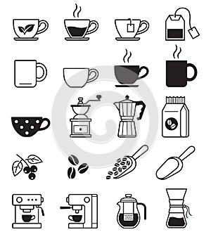 Coffee black icons. Vector illustrations