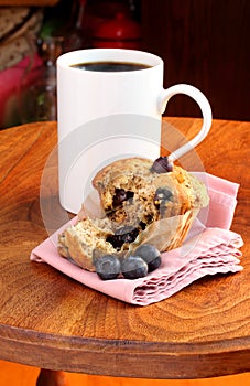 Coffee and blueberry muffins