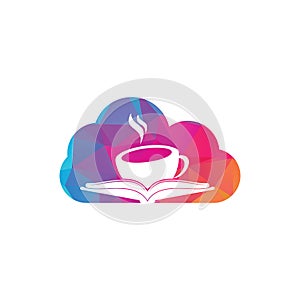 Coffee book cloud shape concept vector logo design.