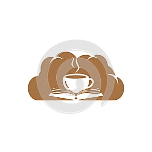 Coffee book with cloud shape vector logo design.