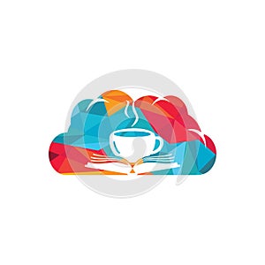 Coffee book with cloud shape vector logo design.