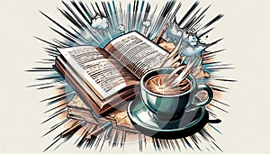 Coffee and book explosion
