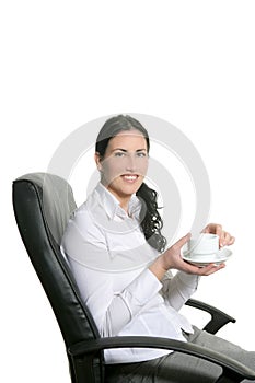 Coffee breack woman office sit chair photo