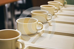 Coffee Break Catering set cup and plate on Table