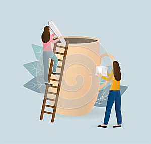Coffee break. Character for concept design. Cartoon people vector illustration. Business concept. Vector stock illustration