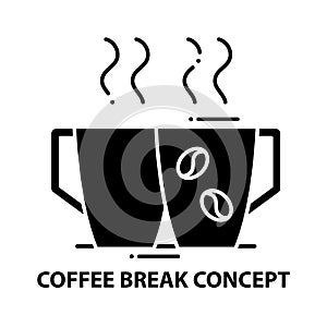 coffee break concept icon, black vector sign with editable strokes, concept illustration