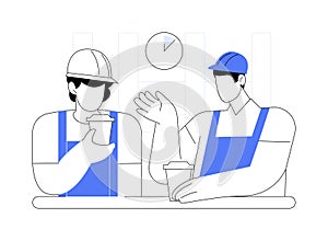 Coffee break at the construction site abstract concept vector illustration.