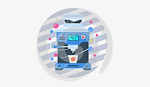 Coffee break flat design. Coffee machine