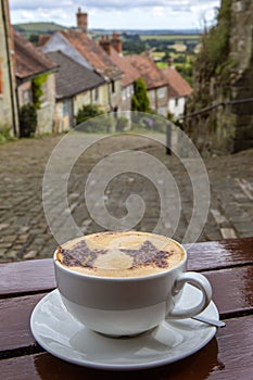 Coffee Break at Gold Hill in Shaftesbury in Dorset