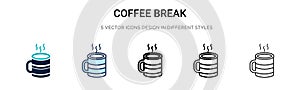 Coffee break icon in filled, thin line, outline and stroke style. Vector illustration of two colored and black coffee break vector
