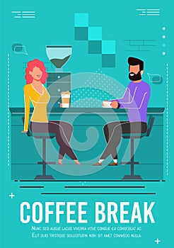 Coffee Break Invitation Flyer with Resting People