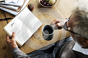 Coffee Break Reading Travel Book Lifestyle Concept photo