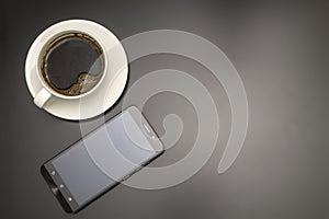 Coffee break with smart phone