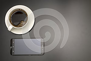 Coffee break with smart phone