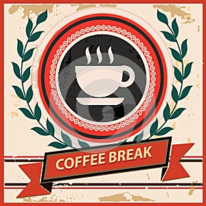 Coffee Break symbol,Vintage style