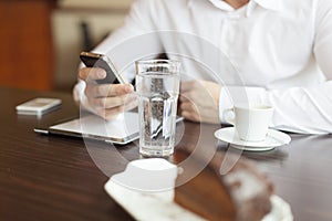 Coffee break with tablet and smartphones