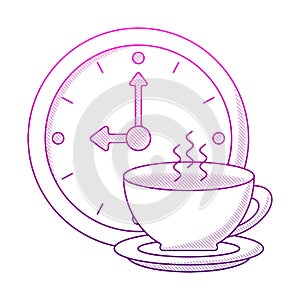 Coffee Break time concept with hand drawn outline doodle style