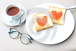 Coffee breakfast set with bread photo
