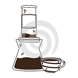 Coffee brewing methods, aeropress and coffee cup line style