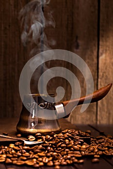 Coffee brewing pot vertical still-life photo