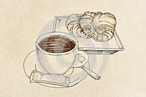 A coffee with brioche