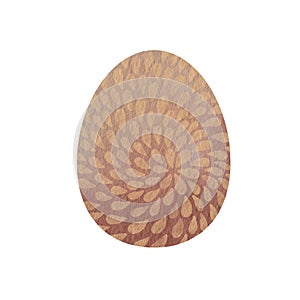 Coffee brown Easter egg with flower petal texture watercolor illustration.