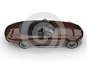 Coffee brown modern cabriolet concept car - top down side view