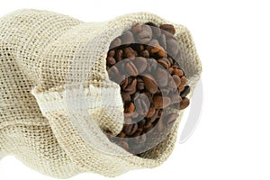 Coffee in burlap sack