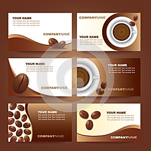 Coffee business card template vector set design