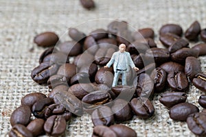 Coffee business expert or professional concept, miniature rich m
