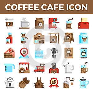 Coffee cafe flat icons