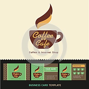 Coffee Cafe icon logo and business cards.