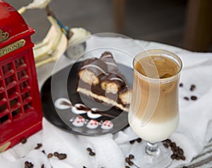 Coffee cafe latte macchiato in a glass stock photo photo