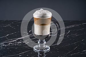 Coffee cafe latte macchiato in a glass stock photo photo
